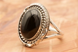 Artie Yellowhorse Black Onyx Sterling Silver Ring